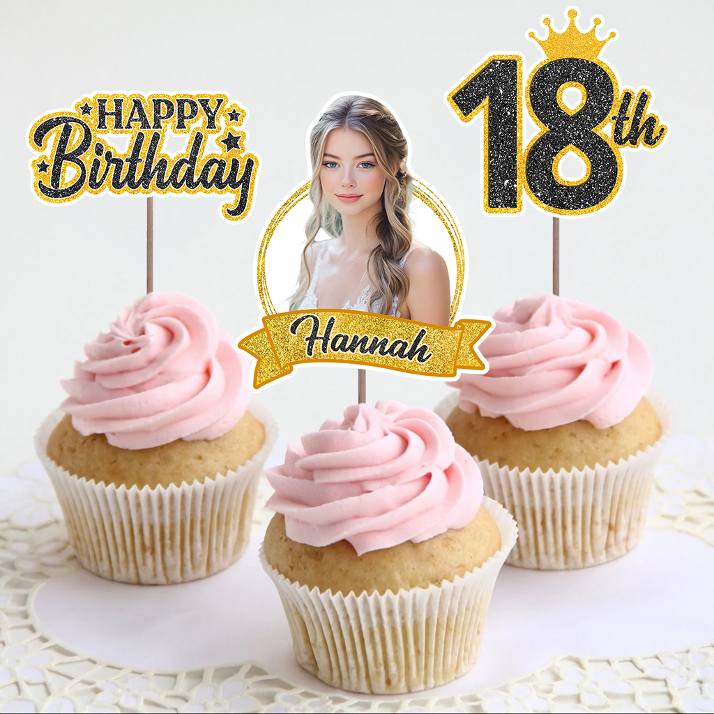 Happy Birthday Face Photo - Custom Birthday Party Face Cupcake Toppers, Birthday Decorations, Physical Product