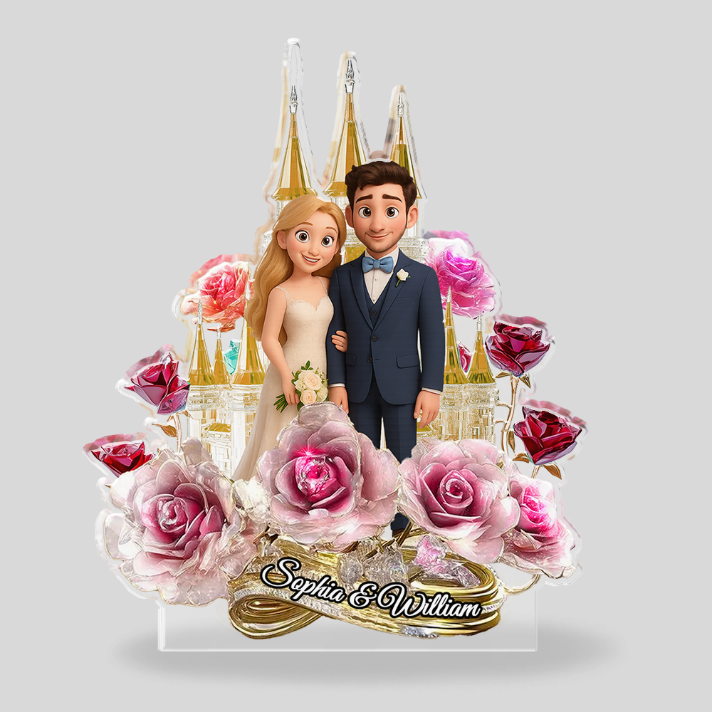 Couple Wedding - Custom Photo and Name Wedding Gift - Custom Shape Acrylic Block Plaque