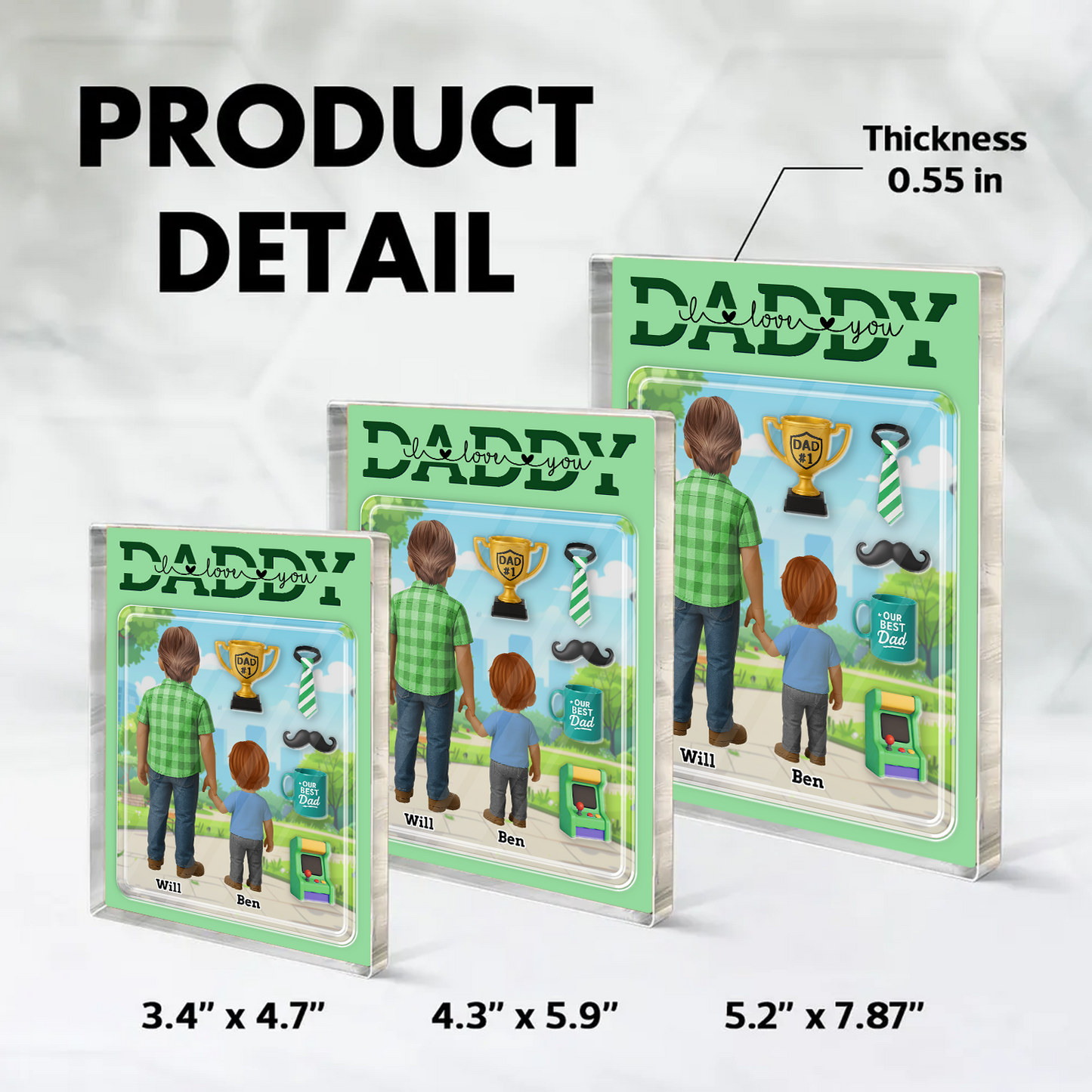 Daddy We Love You - Custom Figure Personalized Acrylic Block Plaque