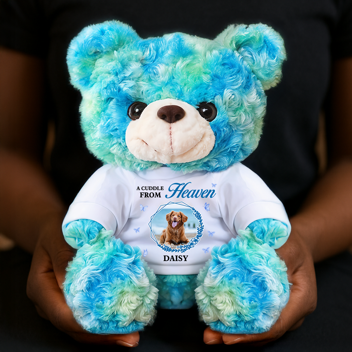 A Cuddle From Heaven - Personalized Pet Memorial Bear Plush - Custom Name and Photo Teddy Bear