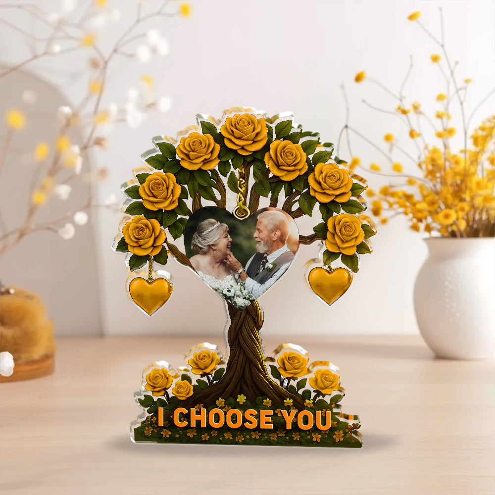 Family Tree Photo - Custom Photo Family Gift - Custom Shape Acrylic Block Plaque