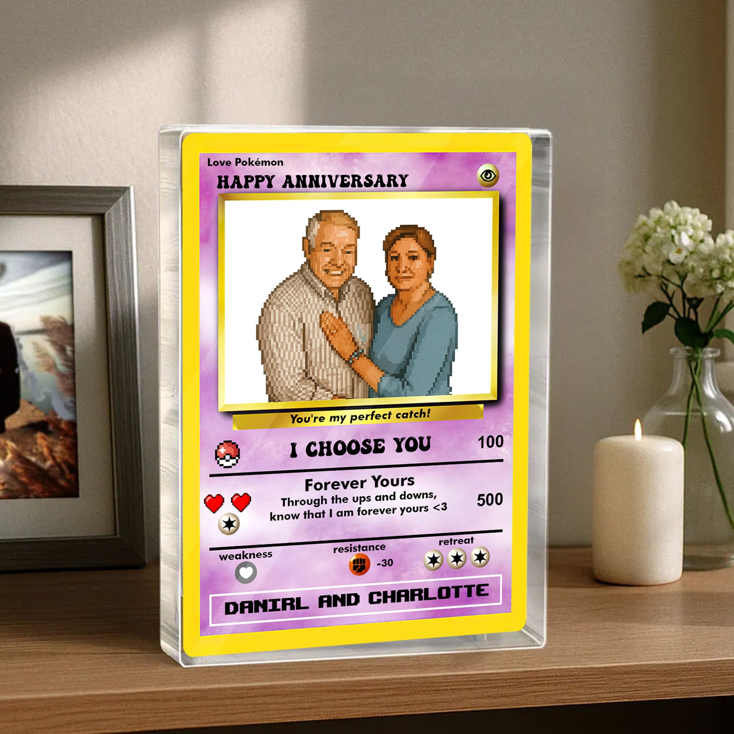 Pokemon Anniversary Card - Custom Shape Acrylic Block Plaque