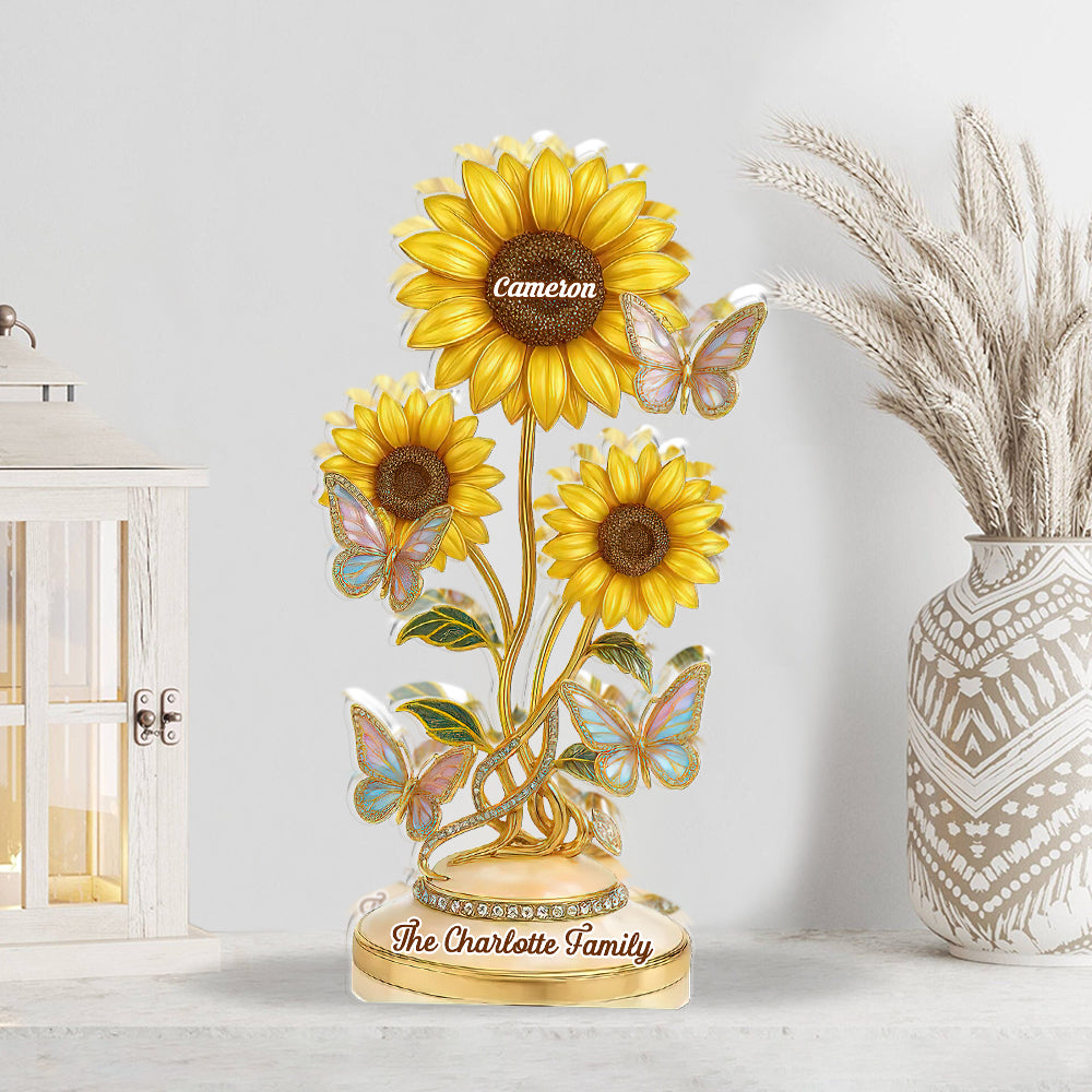 Our Family Flower - Personalized Custom Shaped Acrylic Plaque - Sunflowers