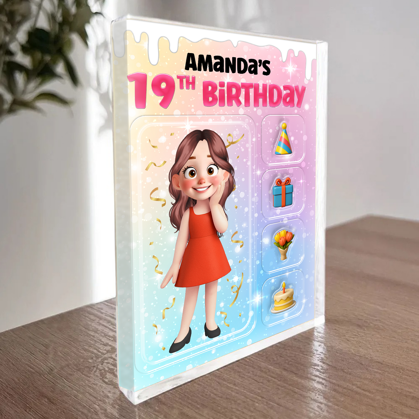 Birthday Gift - Custom Photo and Name Personalized Acrylic Block Plaque