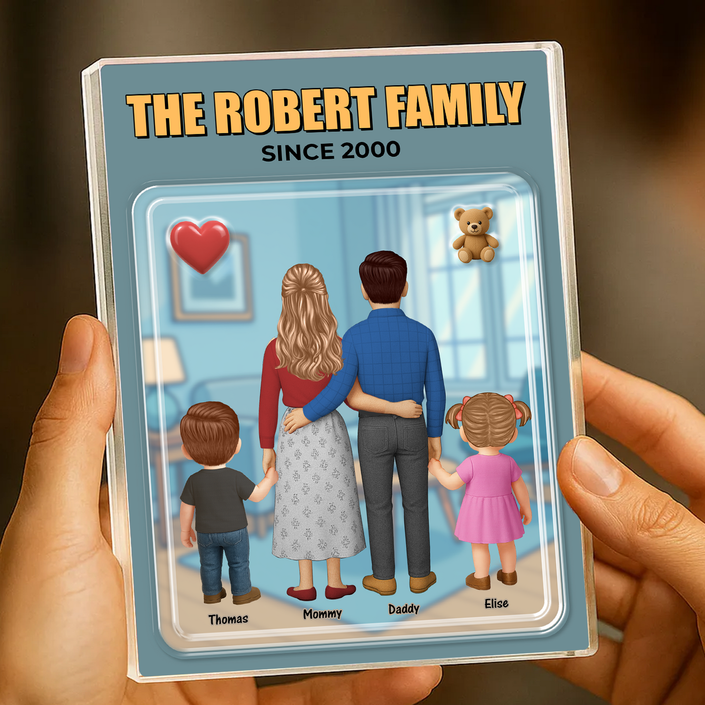 Our Family Figures Realistic Figures Style - Custom Figure Personalized Acrylic Block Plaque