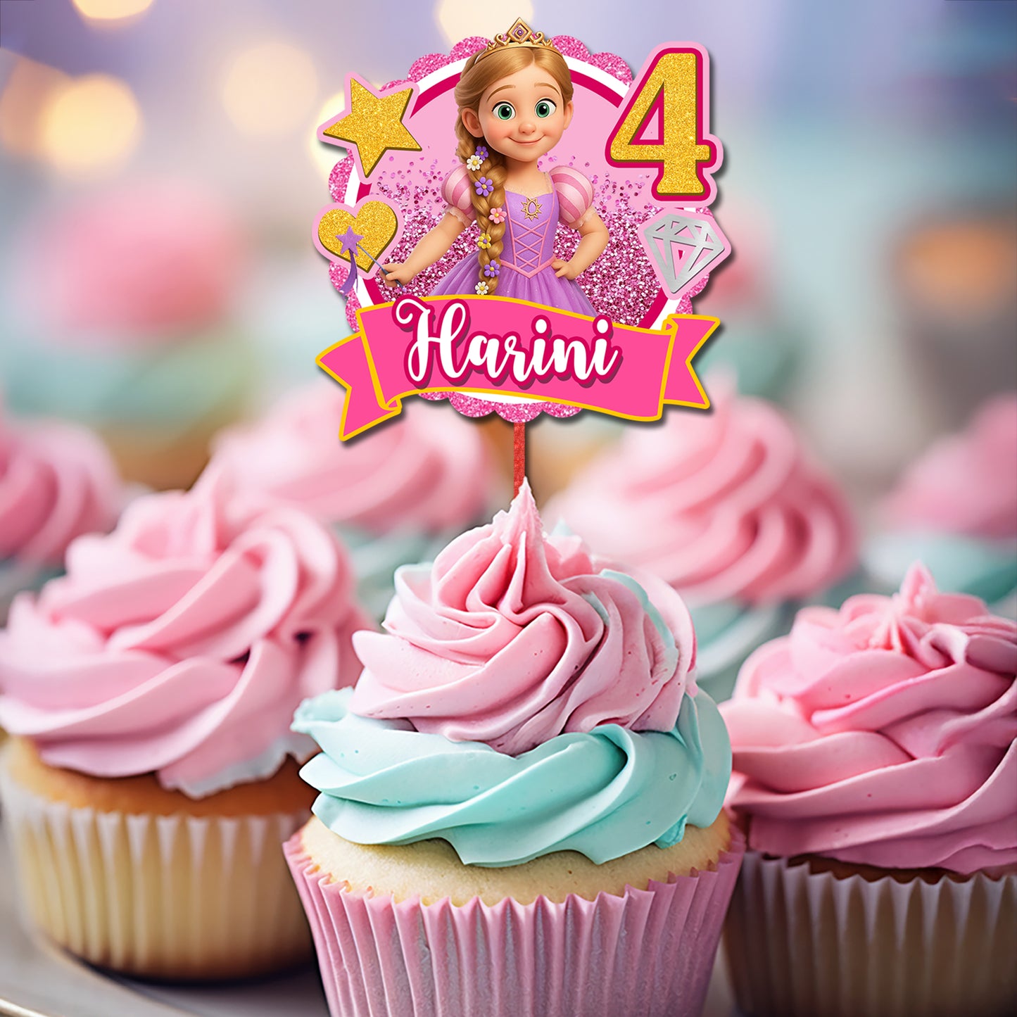 Princess Baby Birthday Face Photo - Custom Birthday Party Face Cupcake Toppers, Birthday Decorations, Physical Product