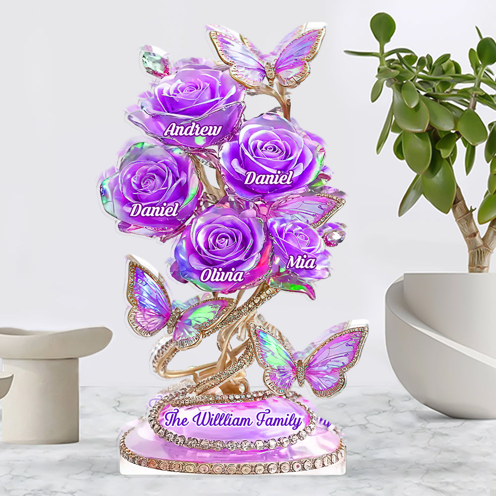Our Family Flower - Personalized Custom Shaped Acrylic Plaque - Family Flower