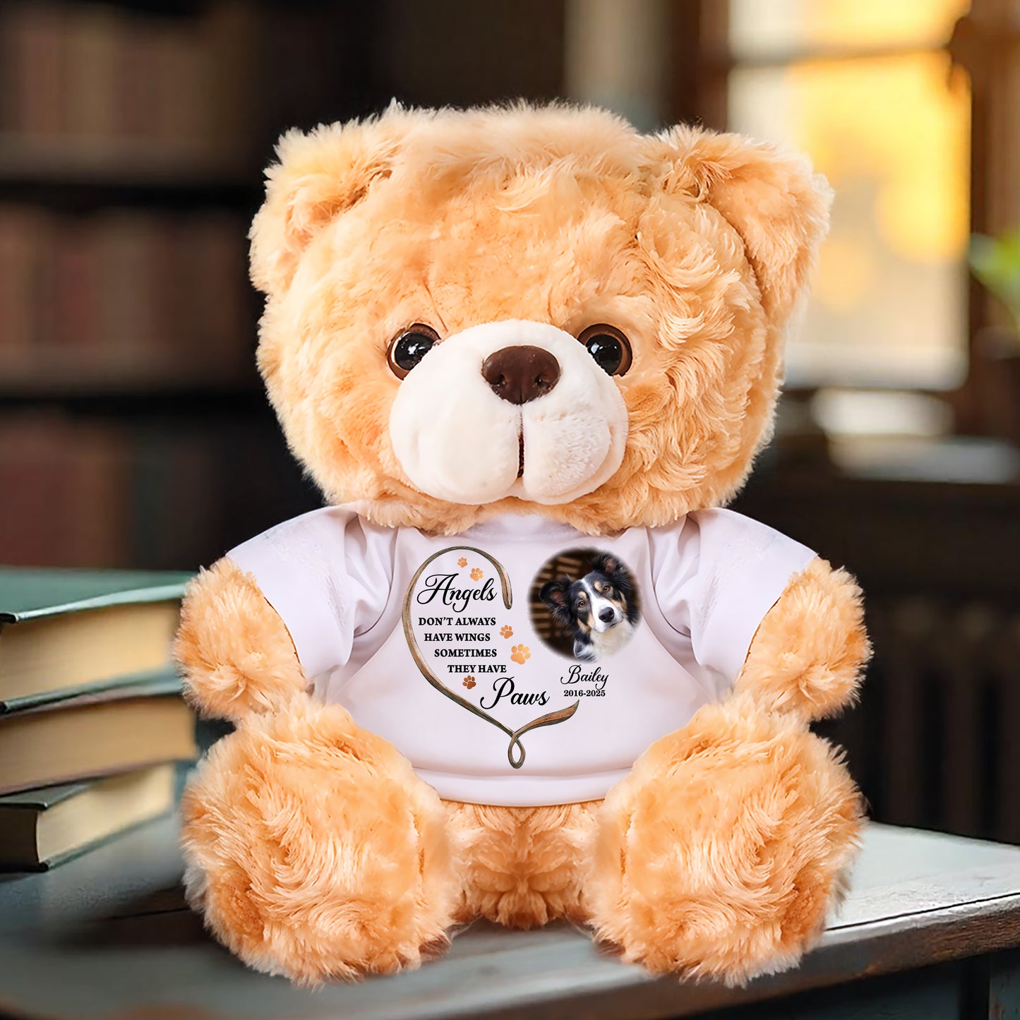 Custom Pet Name and Photo Teddy Bear - Personalized Pet Memorial Bear Plush