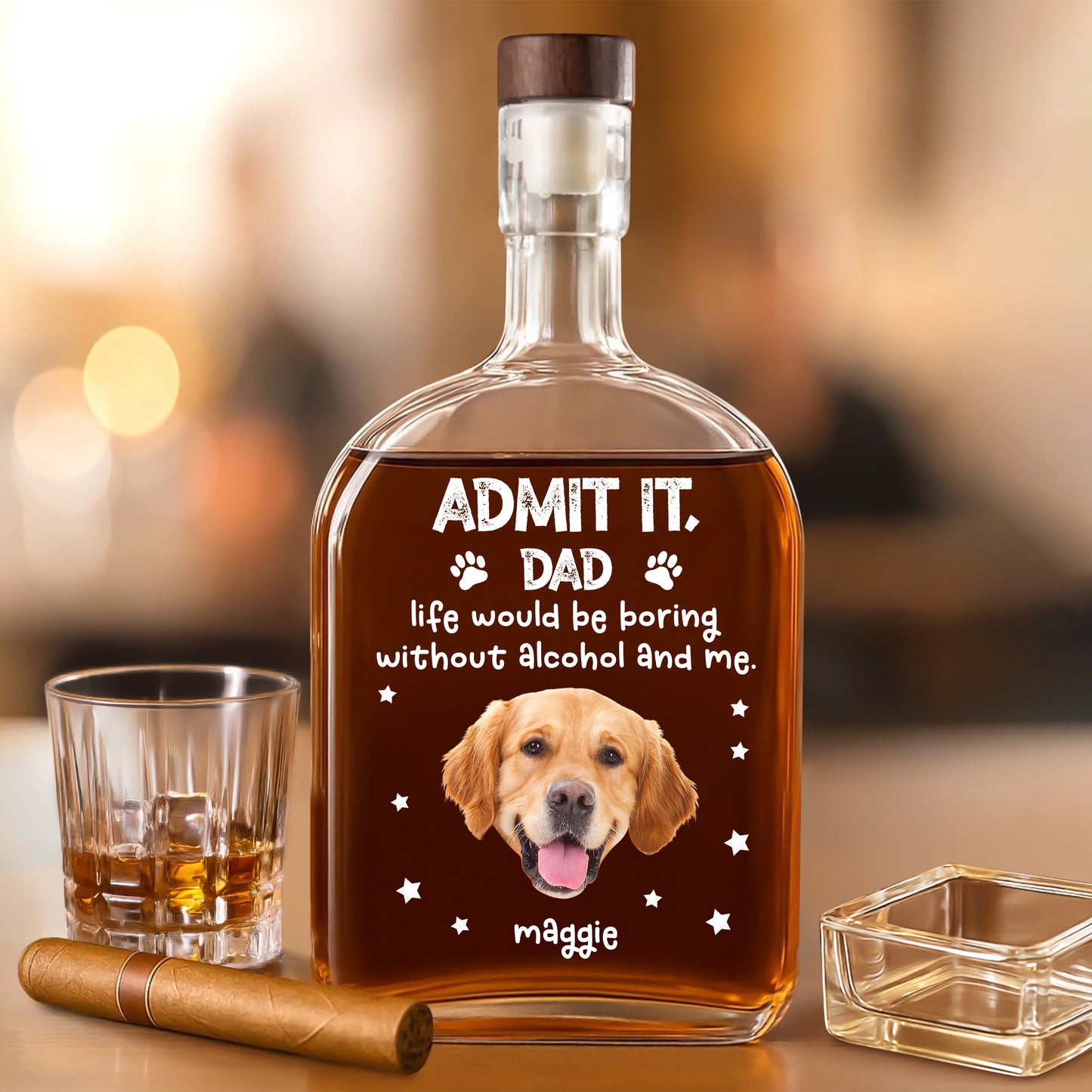 Custom Face and Photo Father Gift - Personalized Leather Tumbler