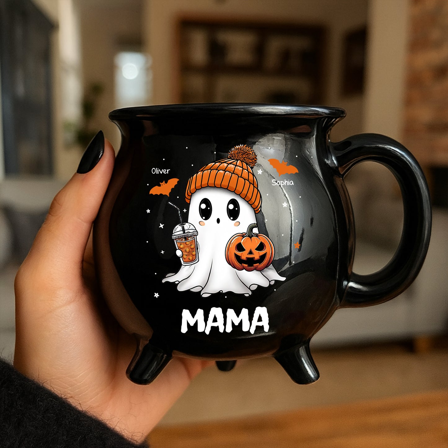 Grandma Boo Crew Halloween - Personalized Ceramic Cauldron Coffee Mug