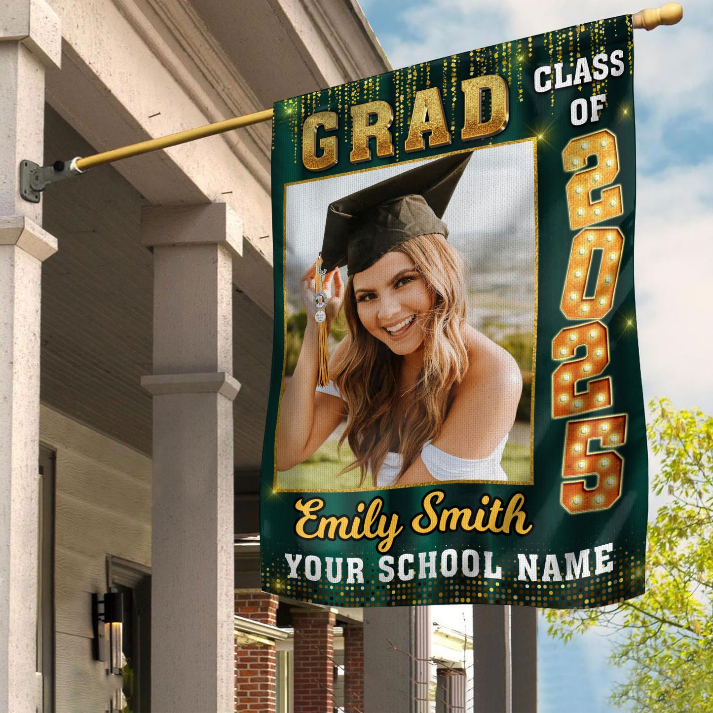 Custom Graduation Flag | Congrats Class Of 2025 With Photo โ Graduation Garden Flag & Party Decor