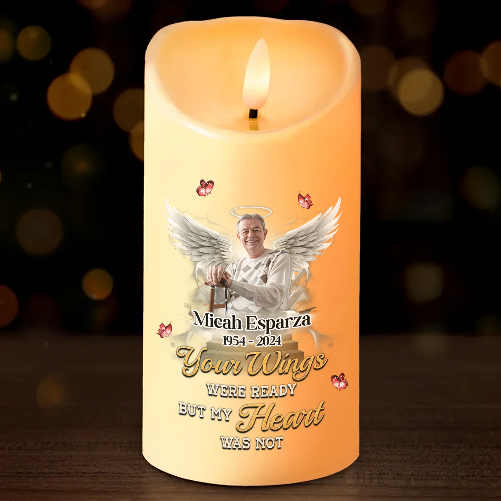 Custom Name and Photo - Personalize Memorial Photo LED Candle - Memorial Gift