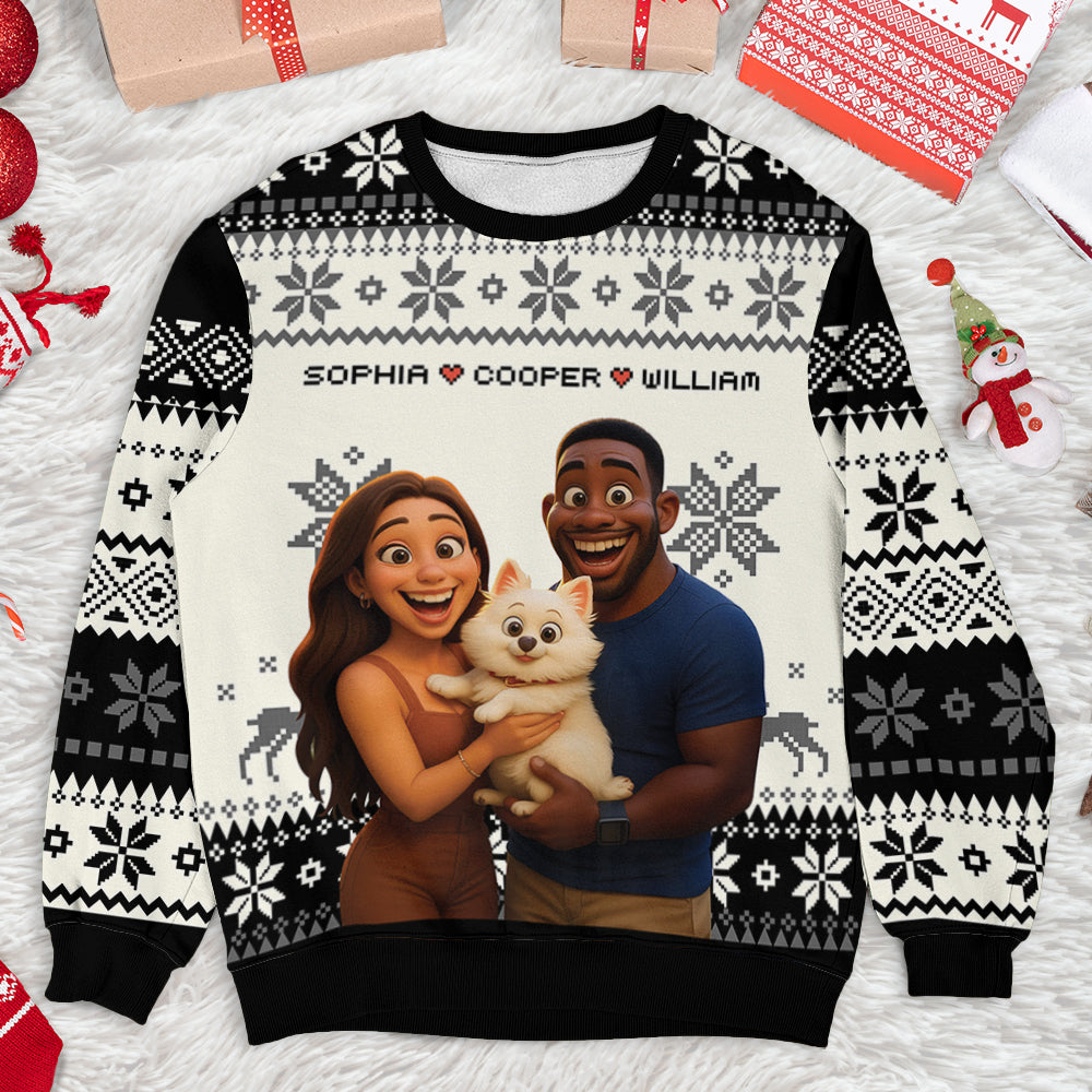 Custom Photo 3D Style Unisex Ugly Christmas Sweatshirt - All-Over-Print Sweatshirt
