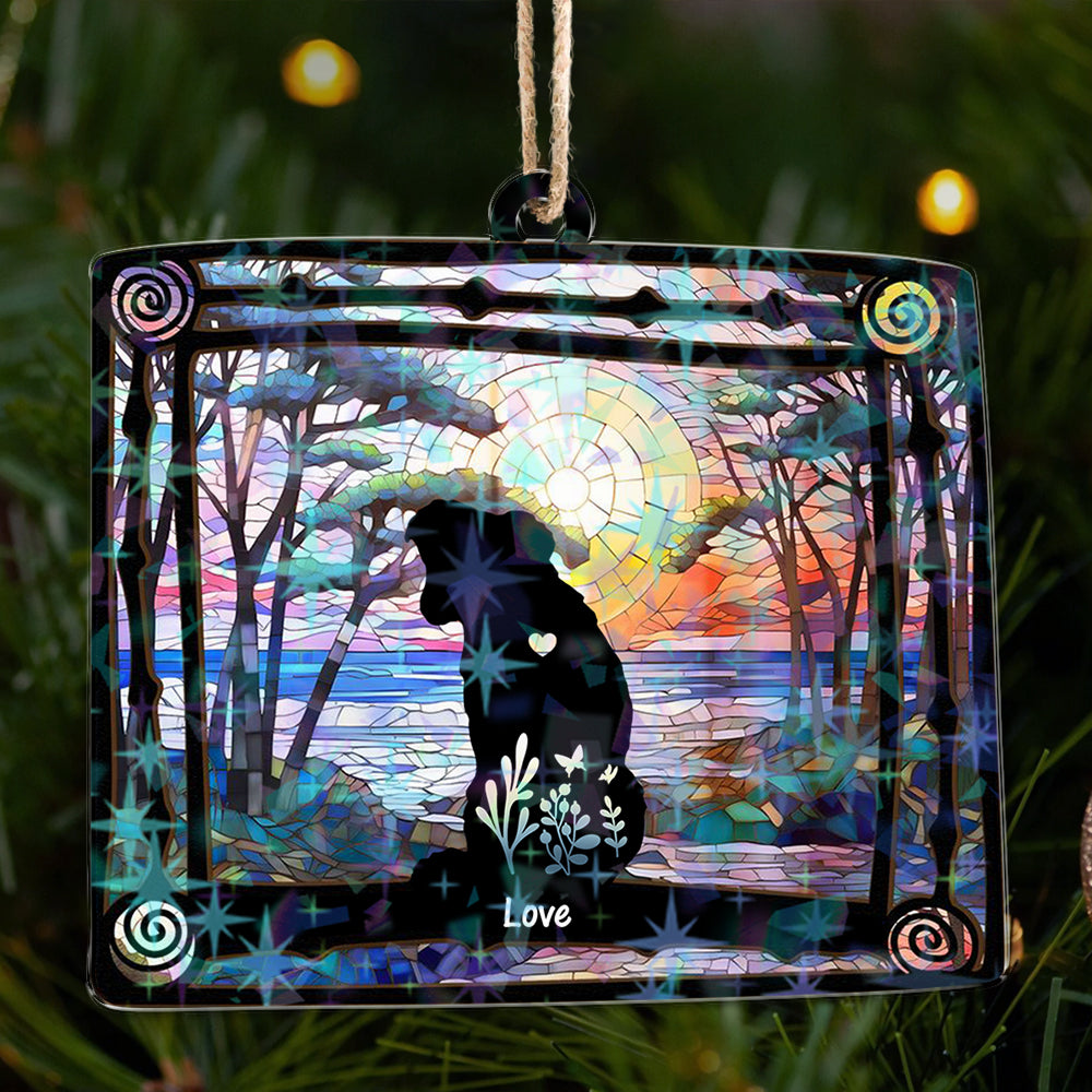 Personalized Floral Dog Ornament - Custom Shape Hologram Ornament
