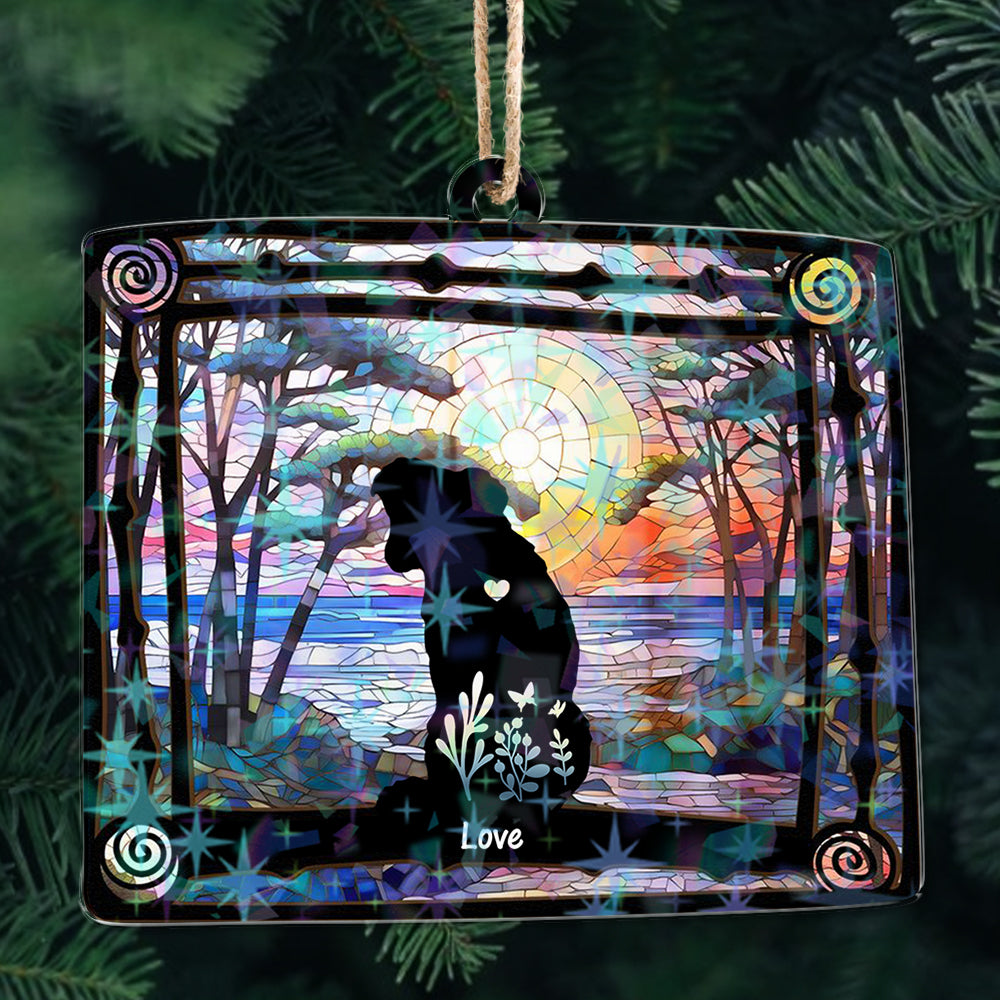 Personalized Floral Dog Ornament - Custom Shape Hologram Ornament