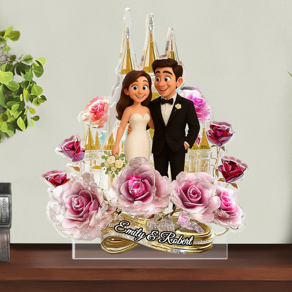 Couple Wedding - Custom Photo and Name Wedding Gift - Custom Shape Acrylic Block Plaque