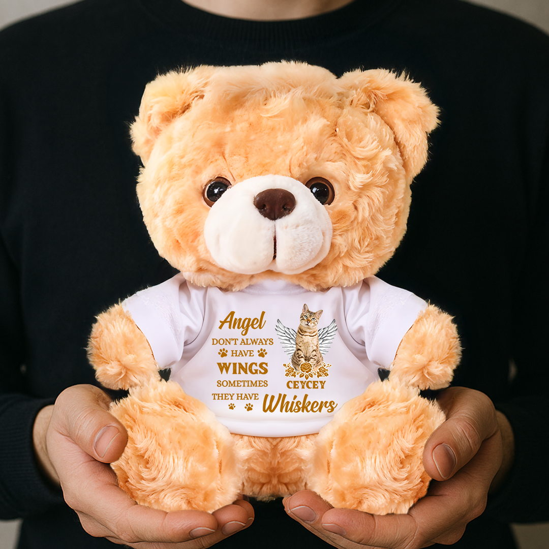 Pet Memorial Teddy Bear - Custom Pet Name and Photo Teddy Bear - Personalized Pet Memorial Bear Plush