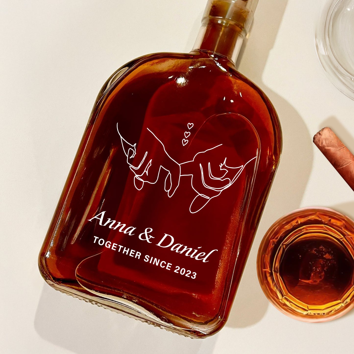 You & Me - Custom Couple Name - Personalized Custom Whiskey Bottle
