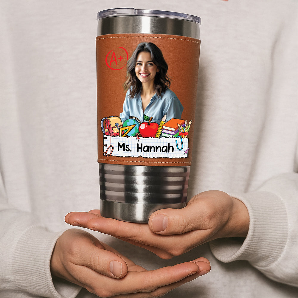 Teacher Gift - Personalized Leather Tumbler - Gift for Teachers