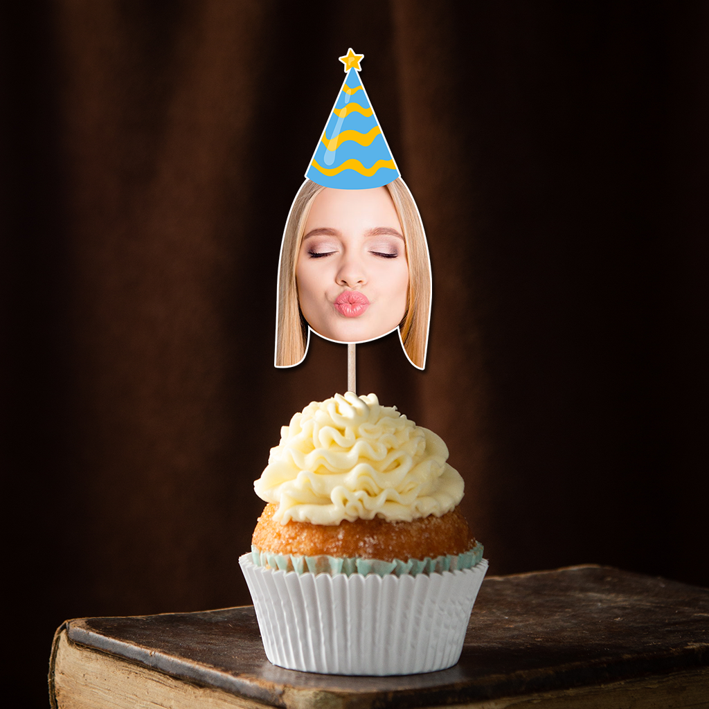 Funny Face Photo - Custom Birthday Party Face Cupcake Toppers, Graduation Decorations, Physical Product