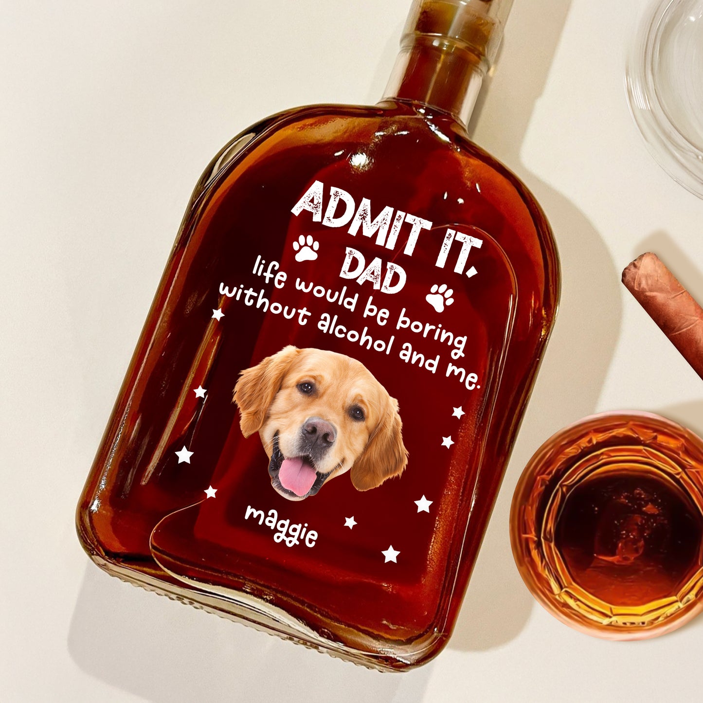 Custom Face and Photo Father Gift - Personalized Leather Tumbler
