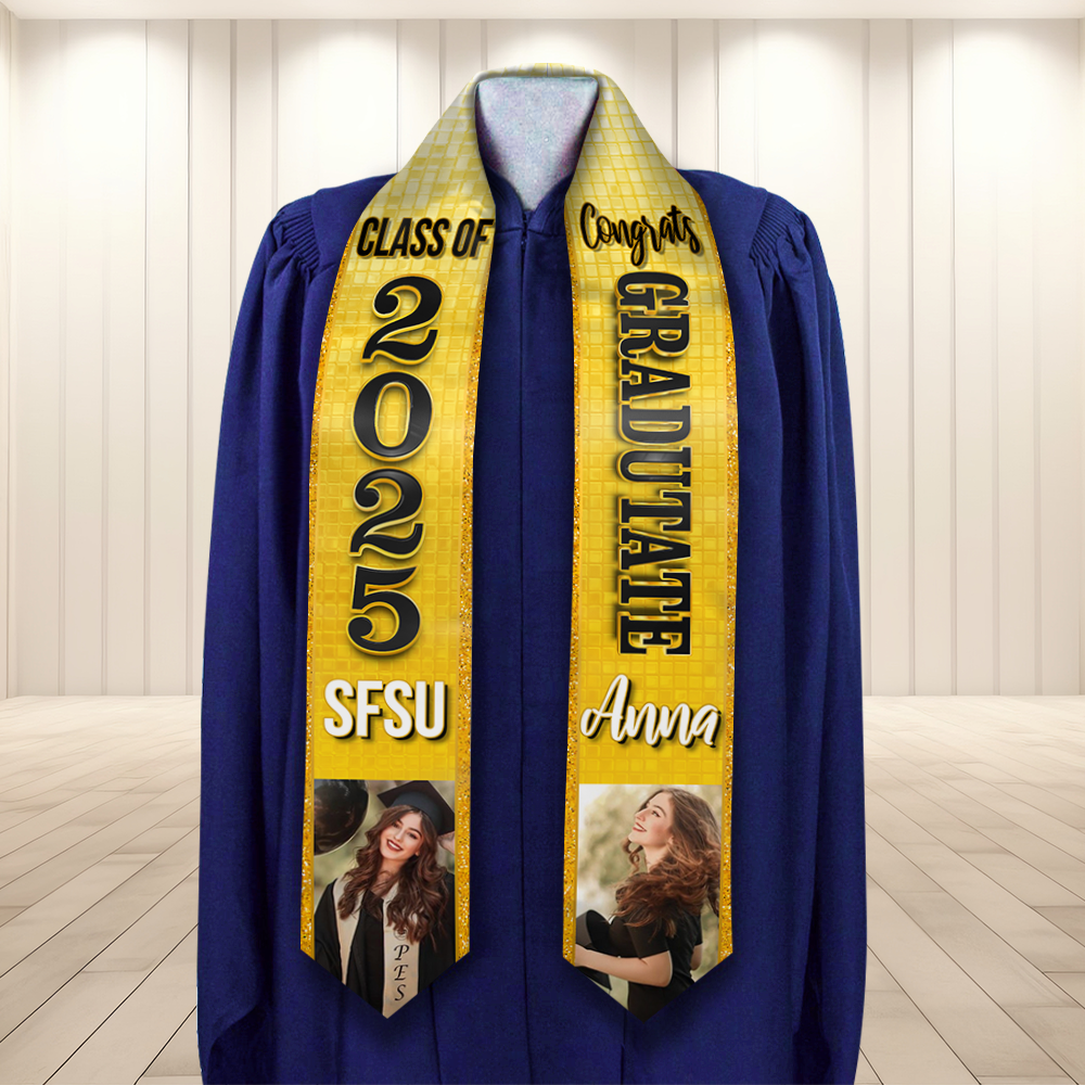 Graduation Stoles With Photo Class of 2025 Graduation Stoles, Personalized Graduation Gift