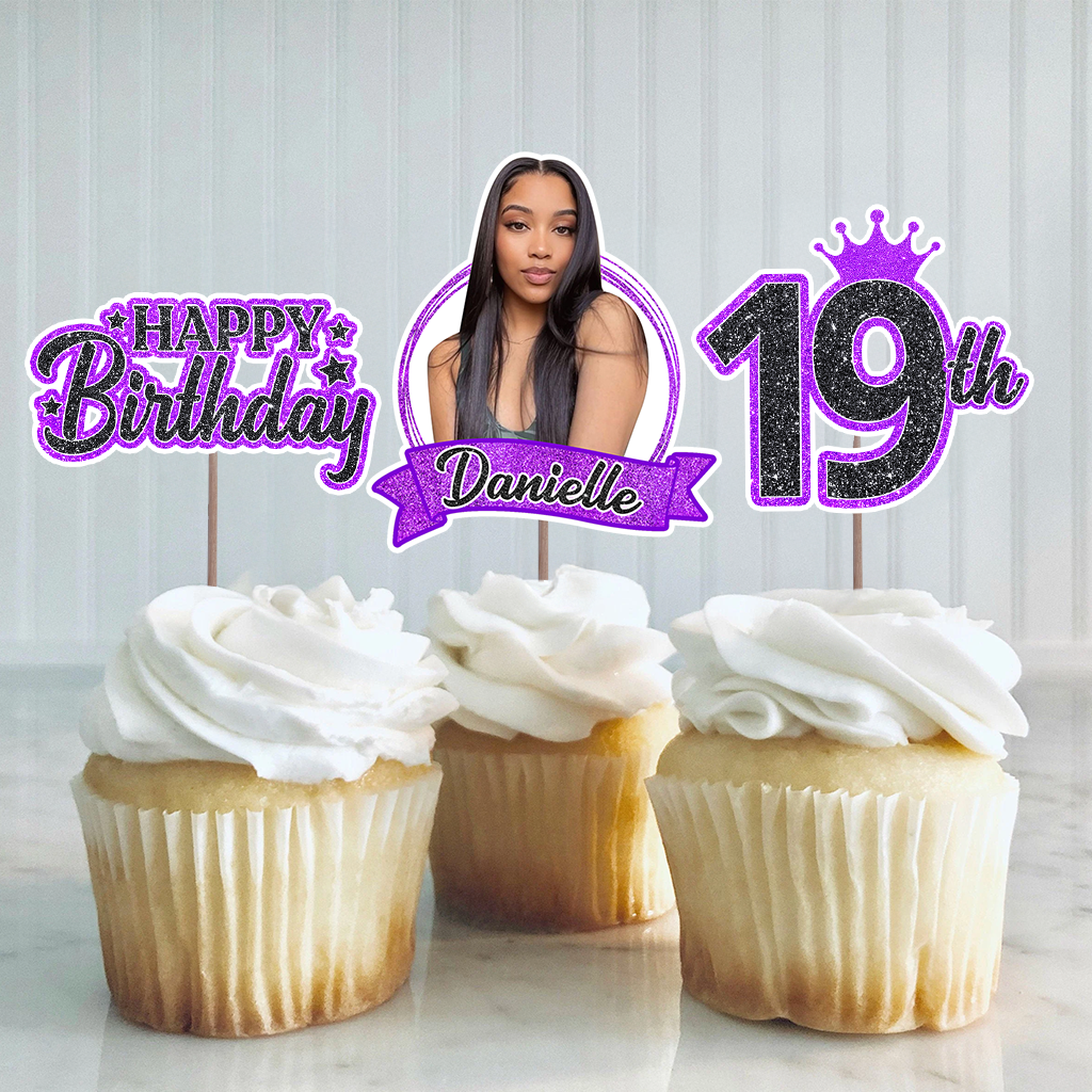 Happy Birthday Face Photo - Custom Birthday Party Face Cupcake Toppers, Birthday Decorations, Physical Product