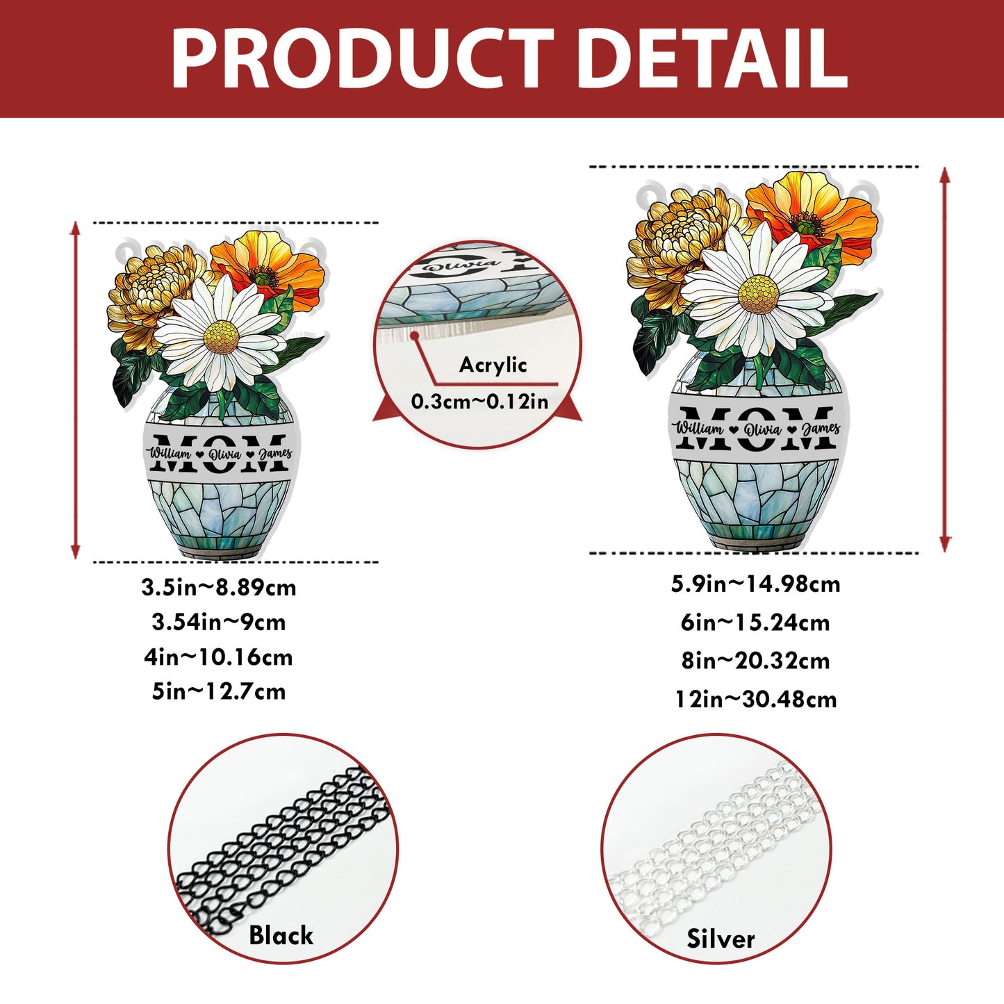 Mom Flower - Personalized Suncatcher Custom Shape Decor