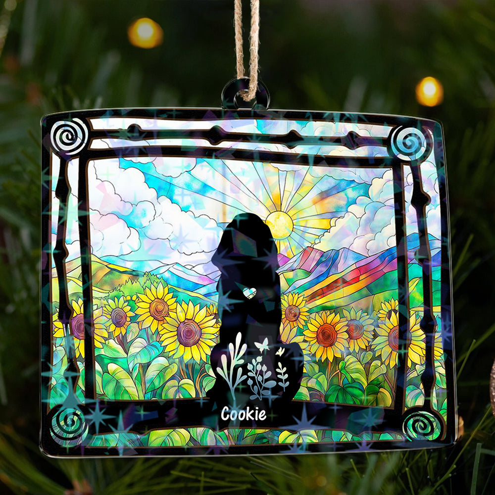 Personalized Floral Dog Ornament - Custom Shape Hologram Ornament