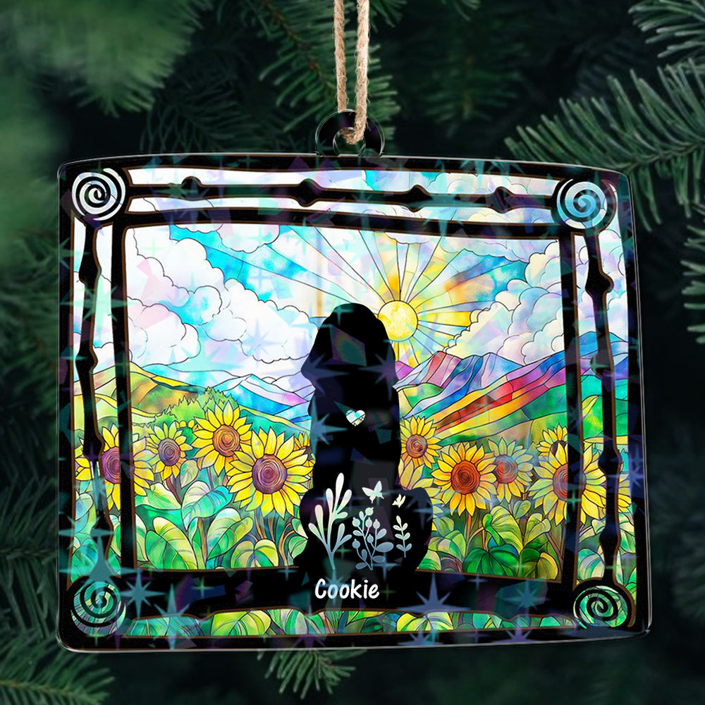 Personalized Floral Dog Ornament - Custom Shape Hologram Ornament