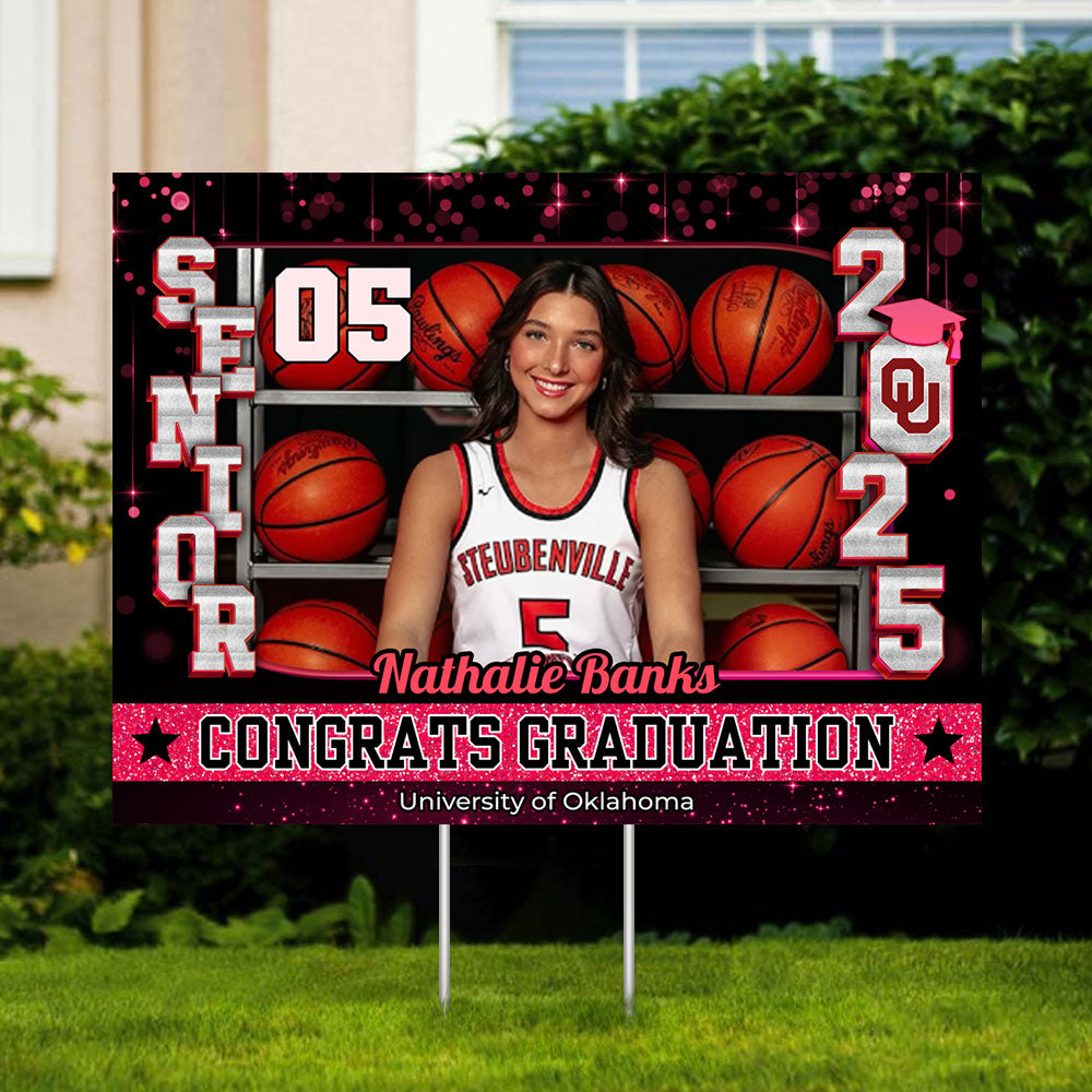 Congrats Class Of 2025 Lawn Sign, Custom Name and School Name Congrats Graduation Lawn Sign