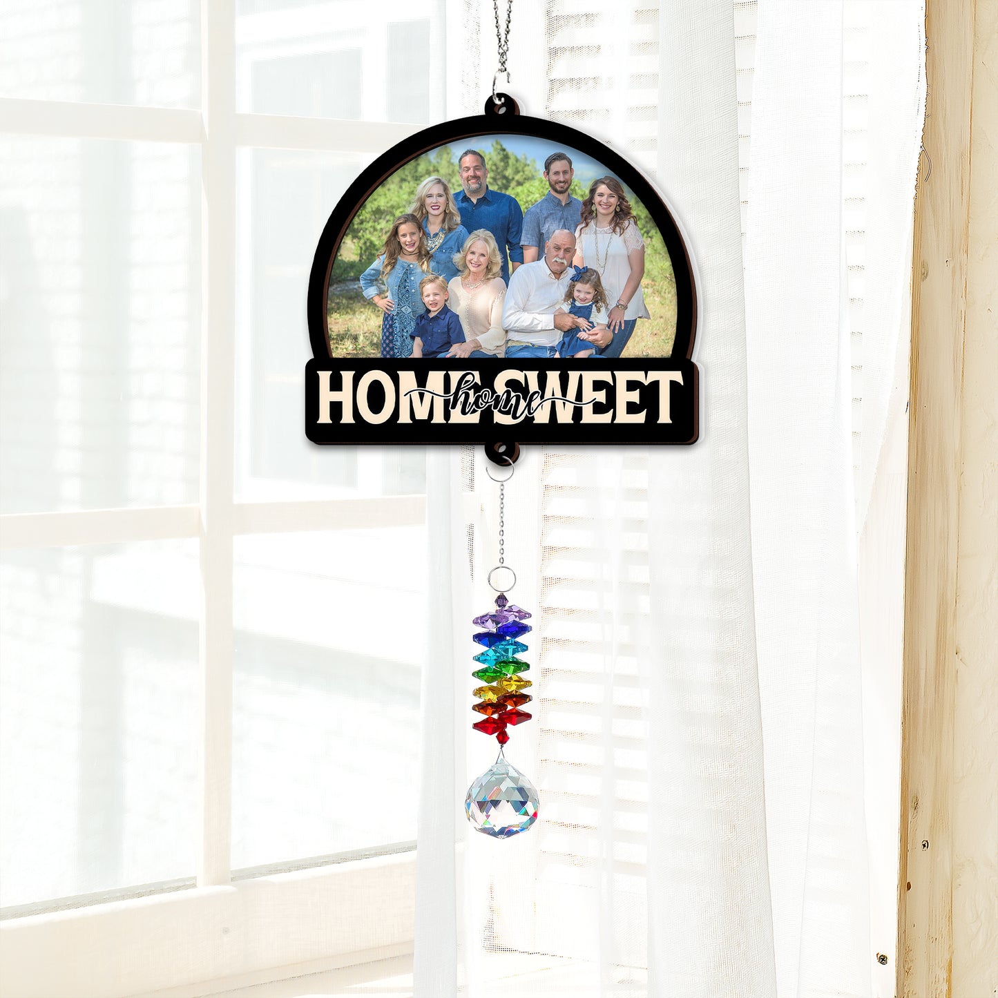 Home Sweet Home - Ornament Hanging Piece With Crystal Charm - Family Gift