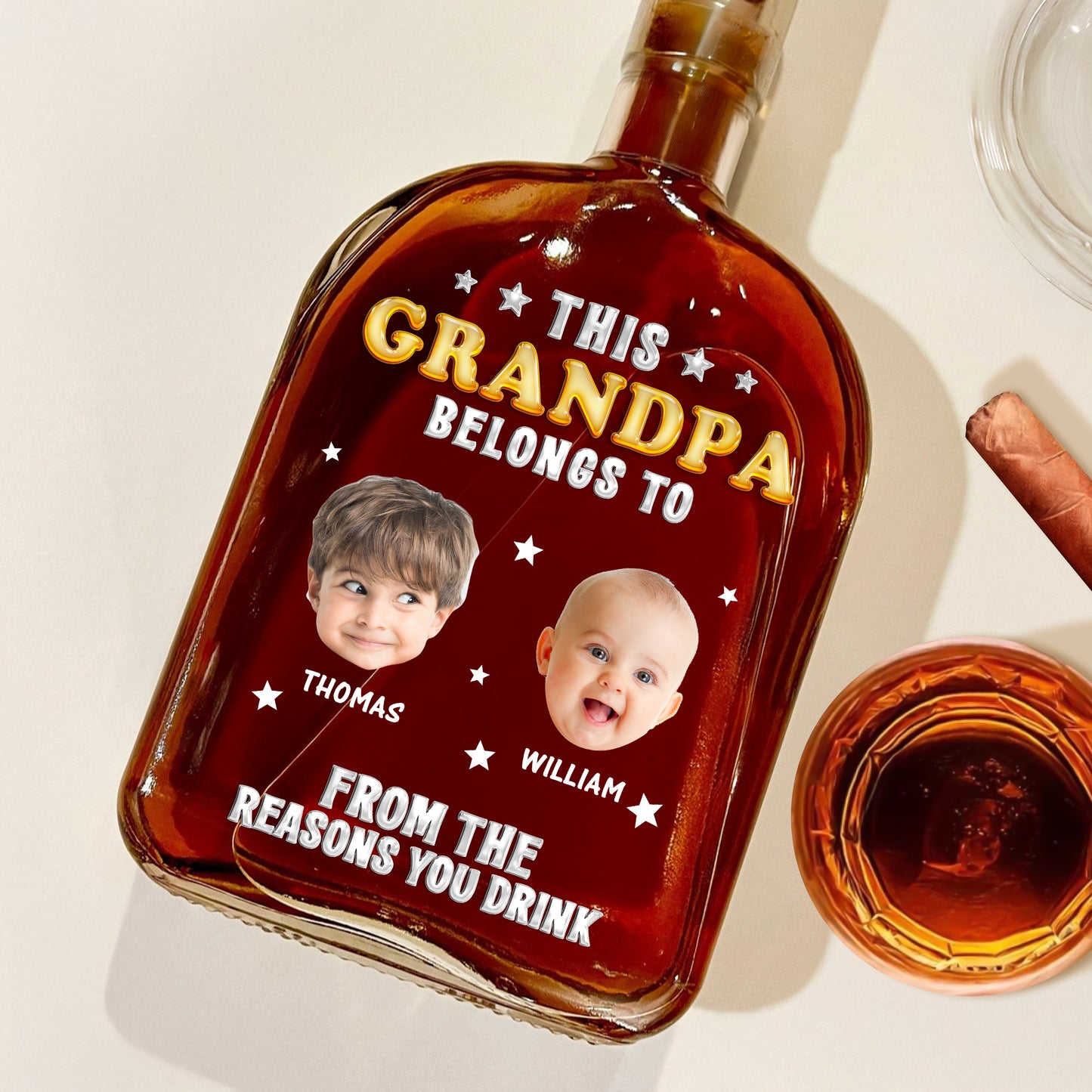 This Daddy Belong to - Custom Name and Face Photo - Personalized Custom Whiskey Bottle