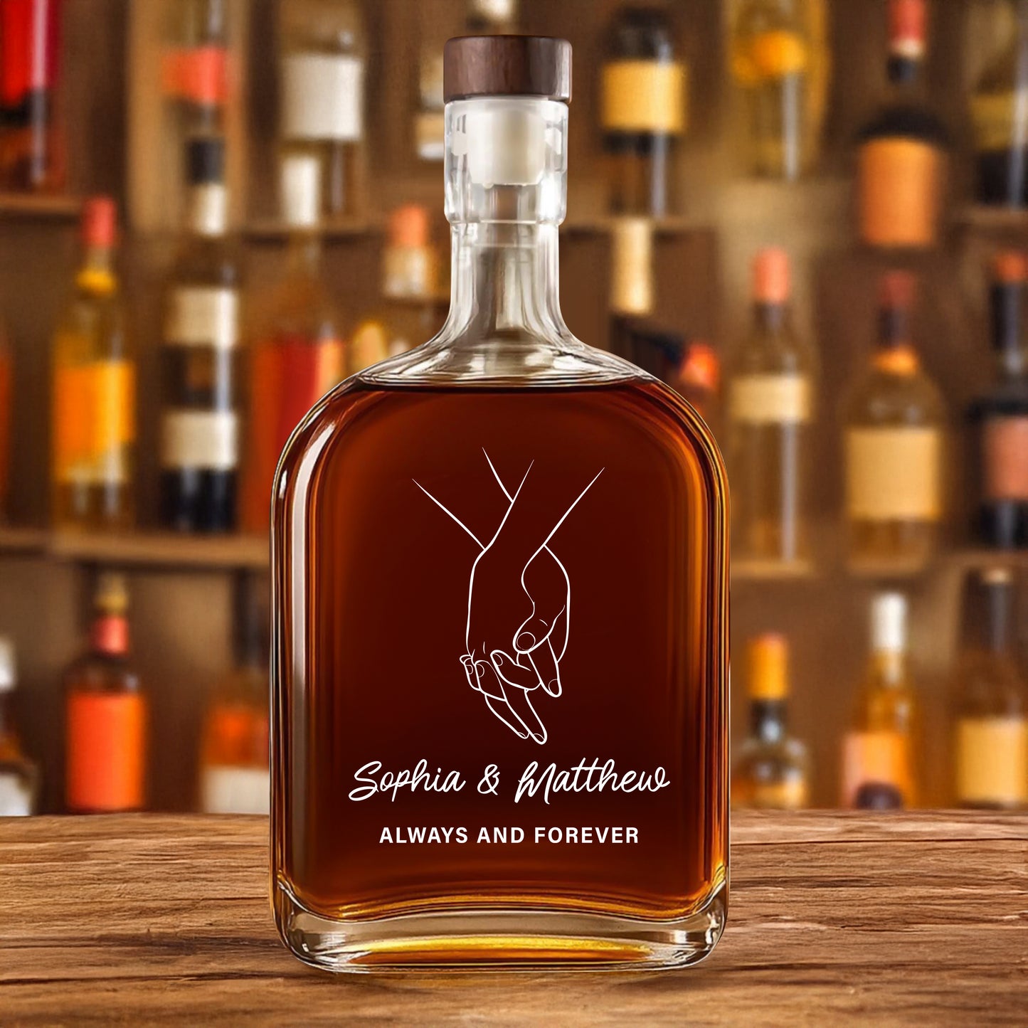 You & Me - Custom Couple Name - Personalized Custom Whiskey Bottle