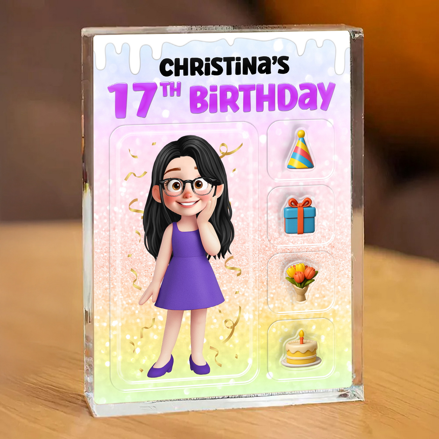 Birthday Gift - Custom Photo and Name Personalized Acrylic Block Plaque