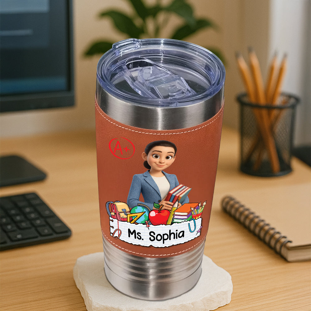 Teacher Gift - Personalized Leather Tumbler - Gift for Teachers