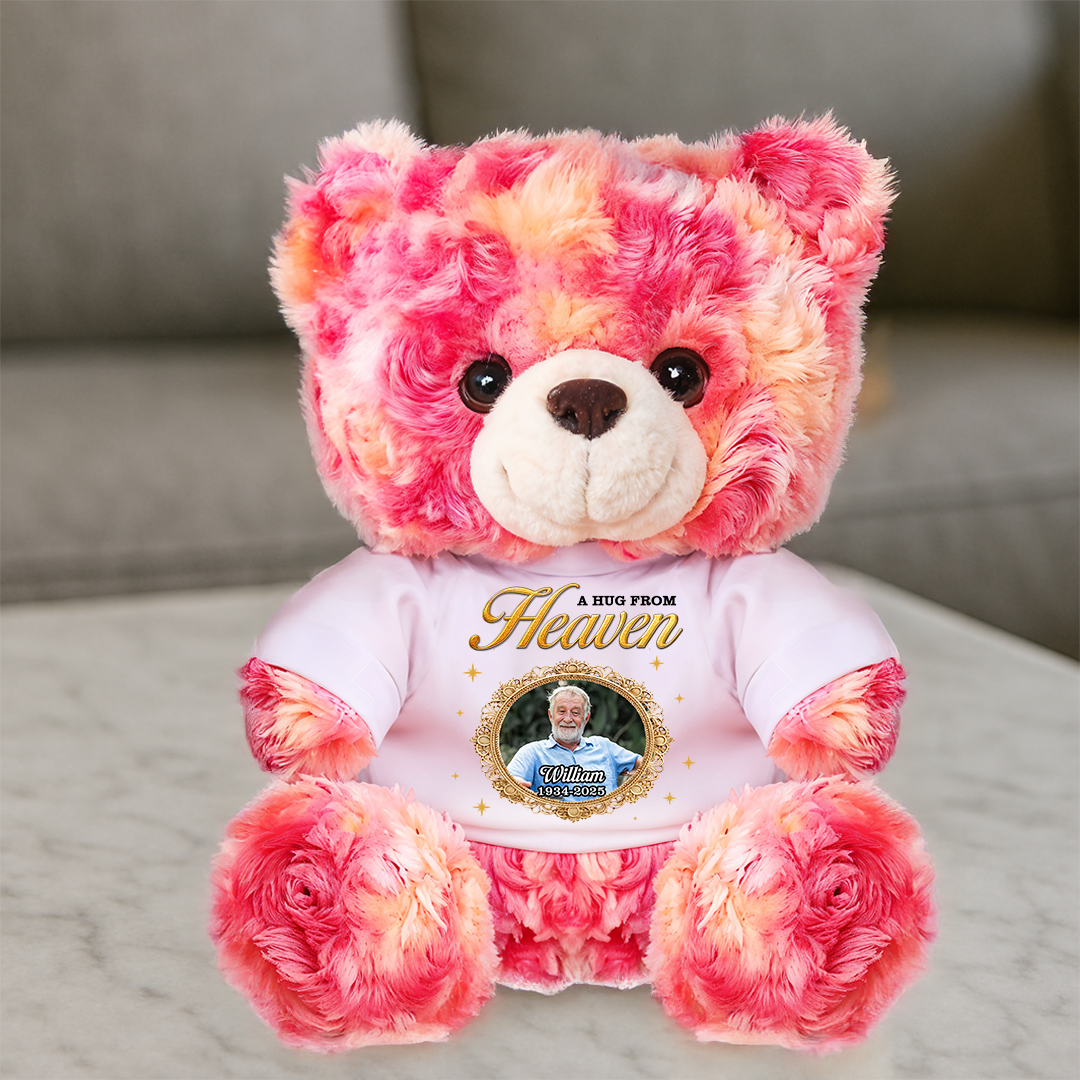 Memorial Teddy Bear - A Cuddle From Heaven - Custom Name and Photo Teddy Bear