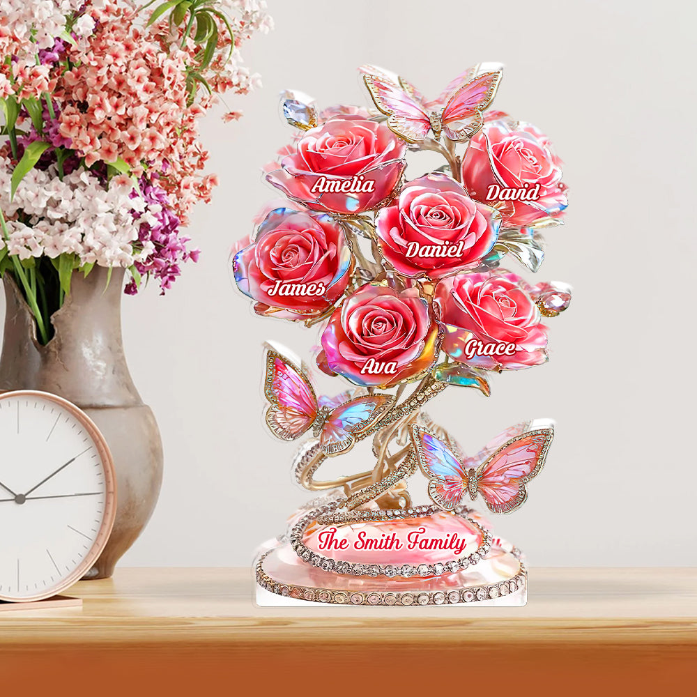 Our Family Flower - Personalized Custom Shaped Acrylic Plaque - Family Flower