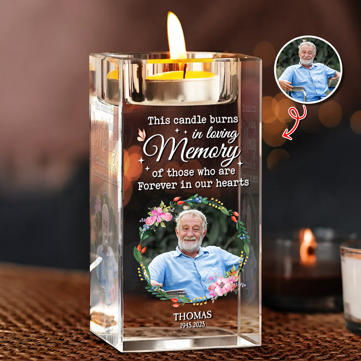 In Loving Memory - Personalized Crystal Candle Holder
