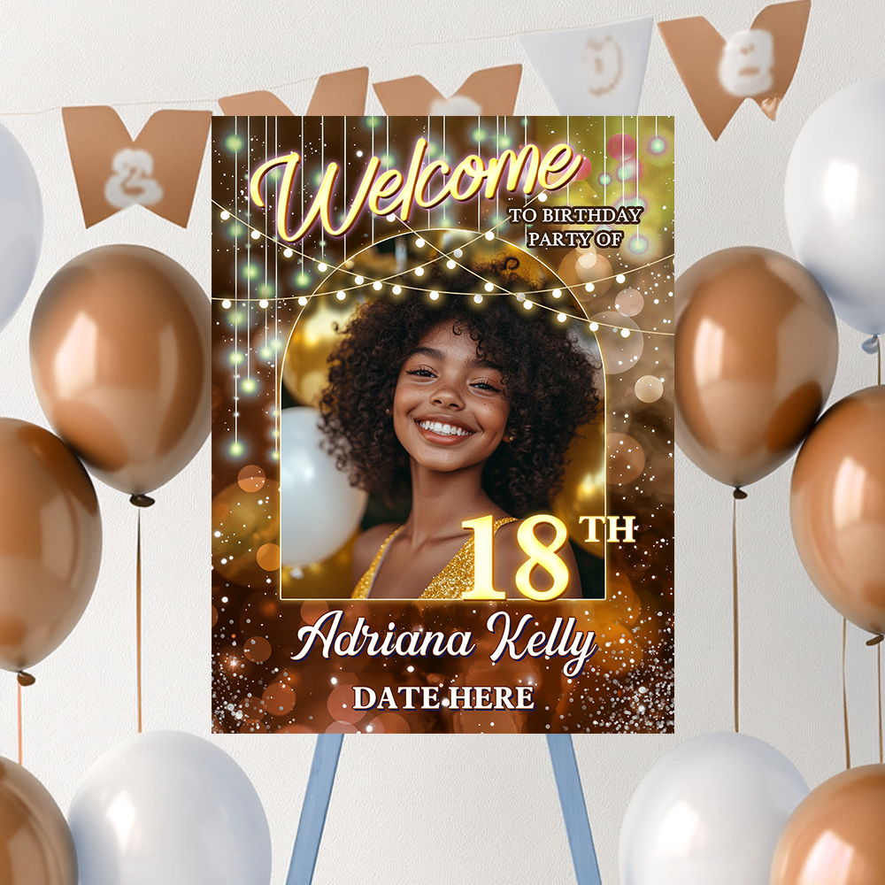 Personalized Birthday Sign - Custom Name & Photo Law Sign - Birthday Party Welcome Sign