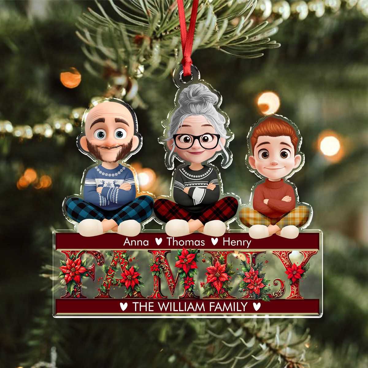 Family Custom Name and Appearance Ornament - Custom Shape Hologram Ornament