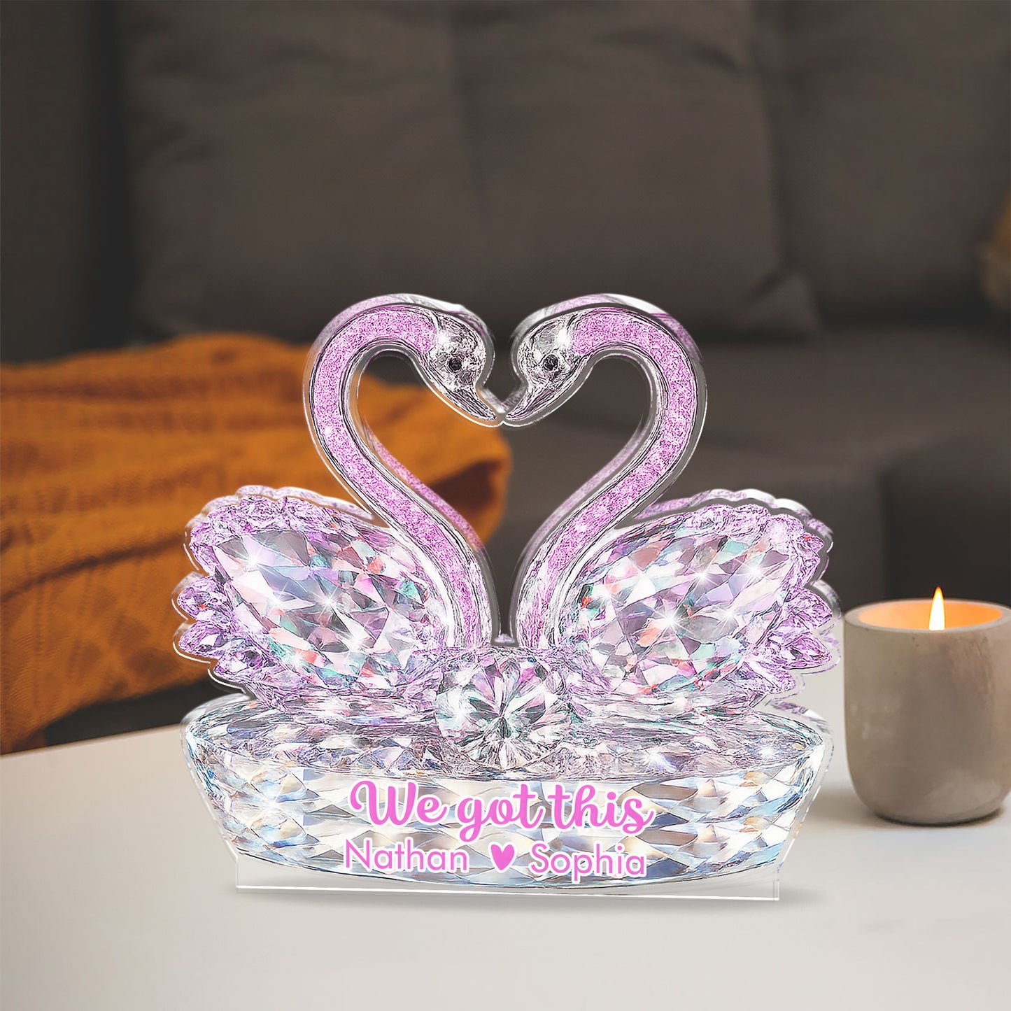 Swan Couple - Custom Couple Name Acrylic Block - Custom Acrylic Block Plaque