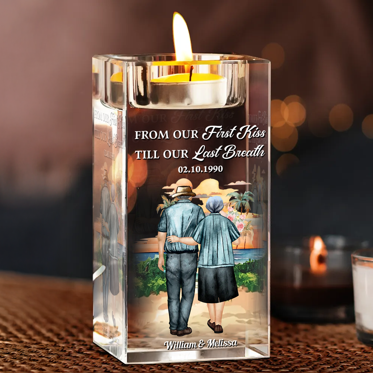 Til Our Last Breath - Personalized Crystal Candle Holder