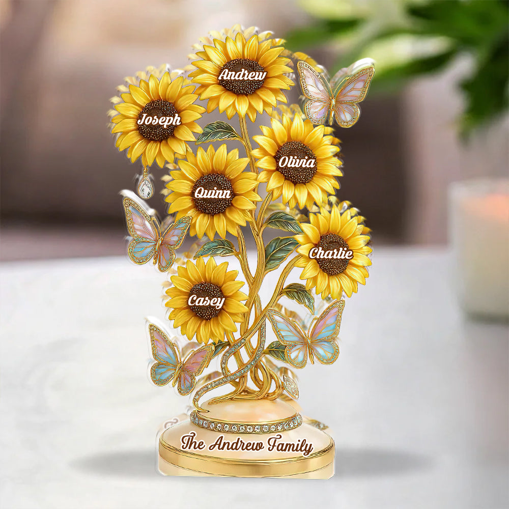 Our Family Flower - Personalized Custom Shaped Acrylic Plaque - Sunflowers