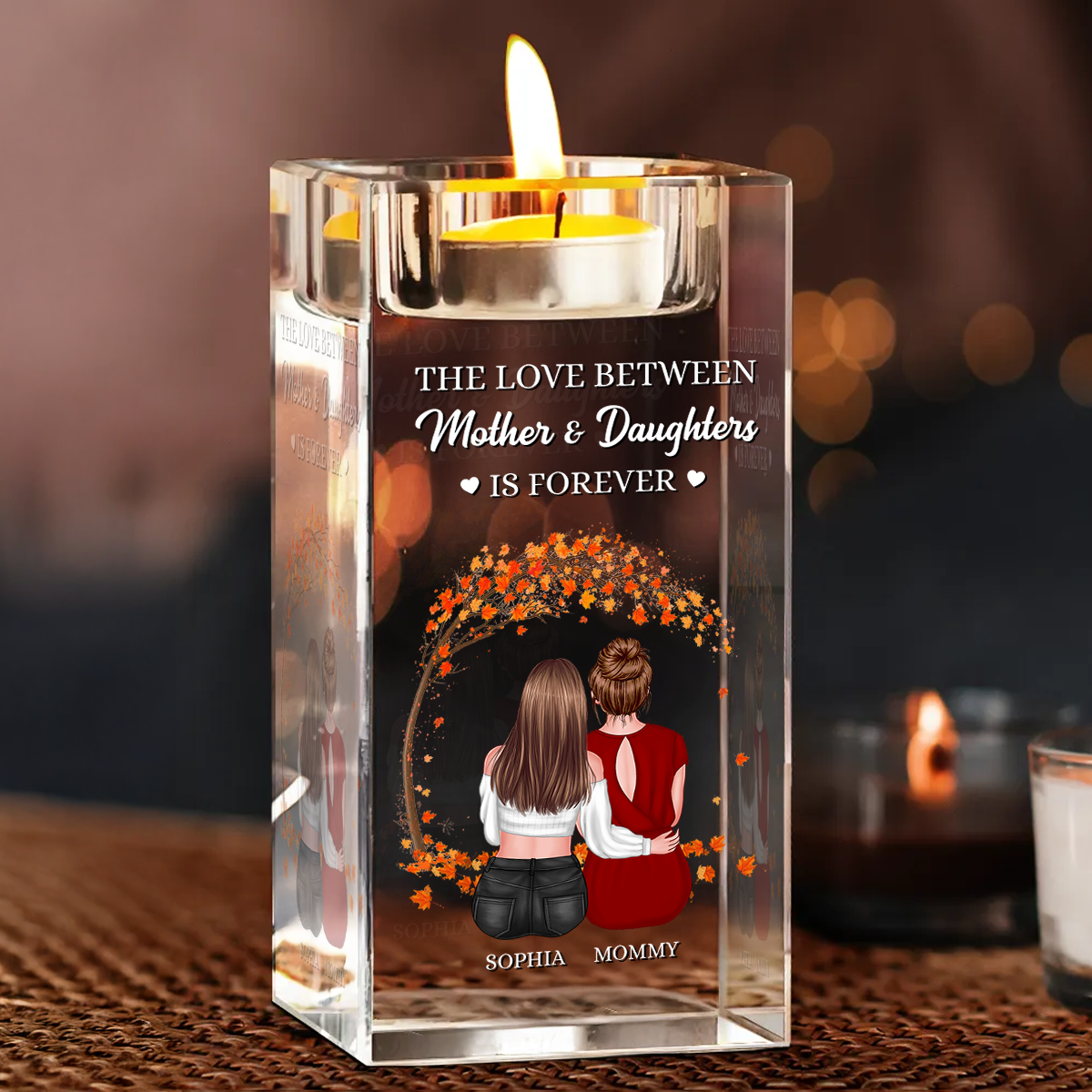 The Love Between Mother And Daughter - Personalized Crystal Candle Holder