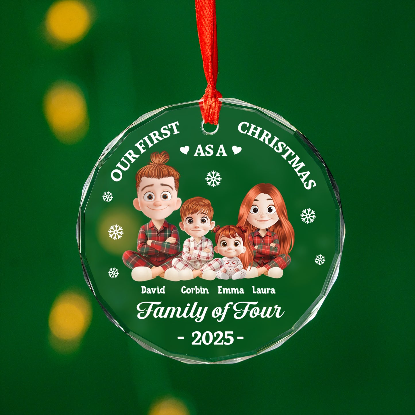 Our First Christmas - Custom Name and Appearance - Personalized Custom Glass Ornament