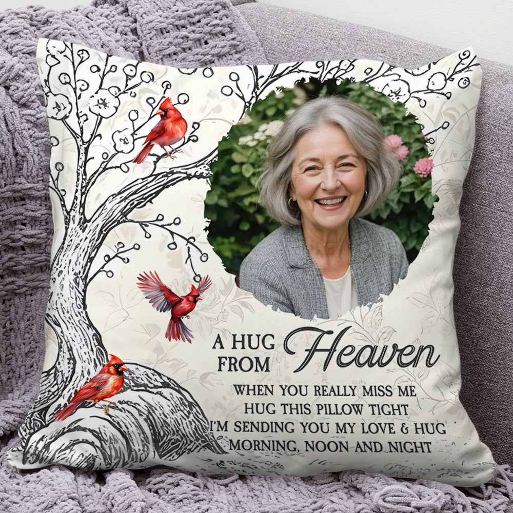 A Hug From Heaven Cardinal - Memorial Pillow - Sympathy Gift (Insert Included)