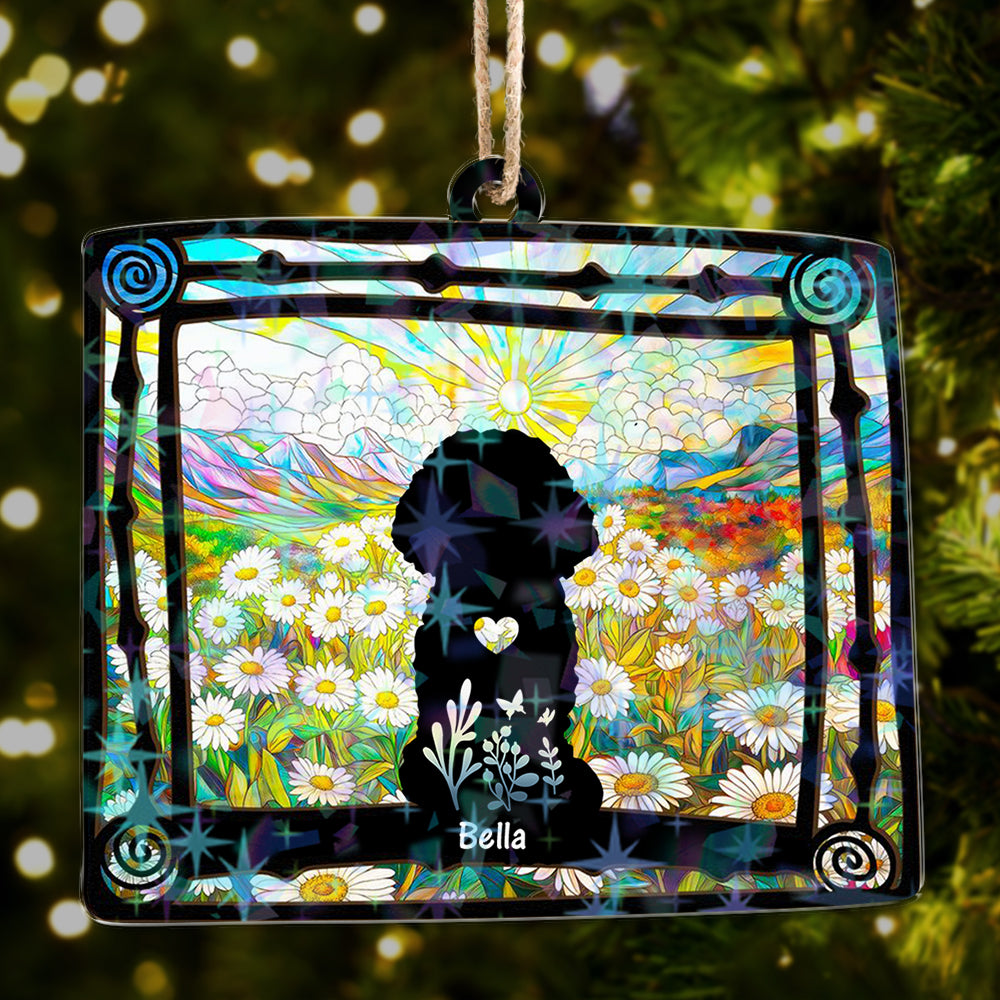 Personalized Floral Dog Ornament - Custom Shape Hologram Ornament