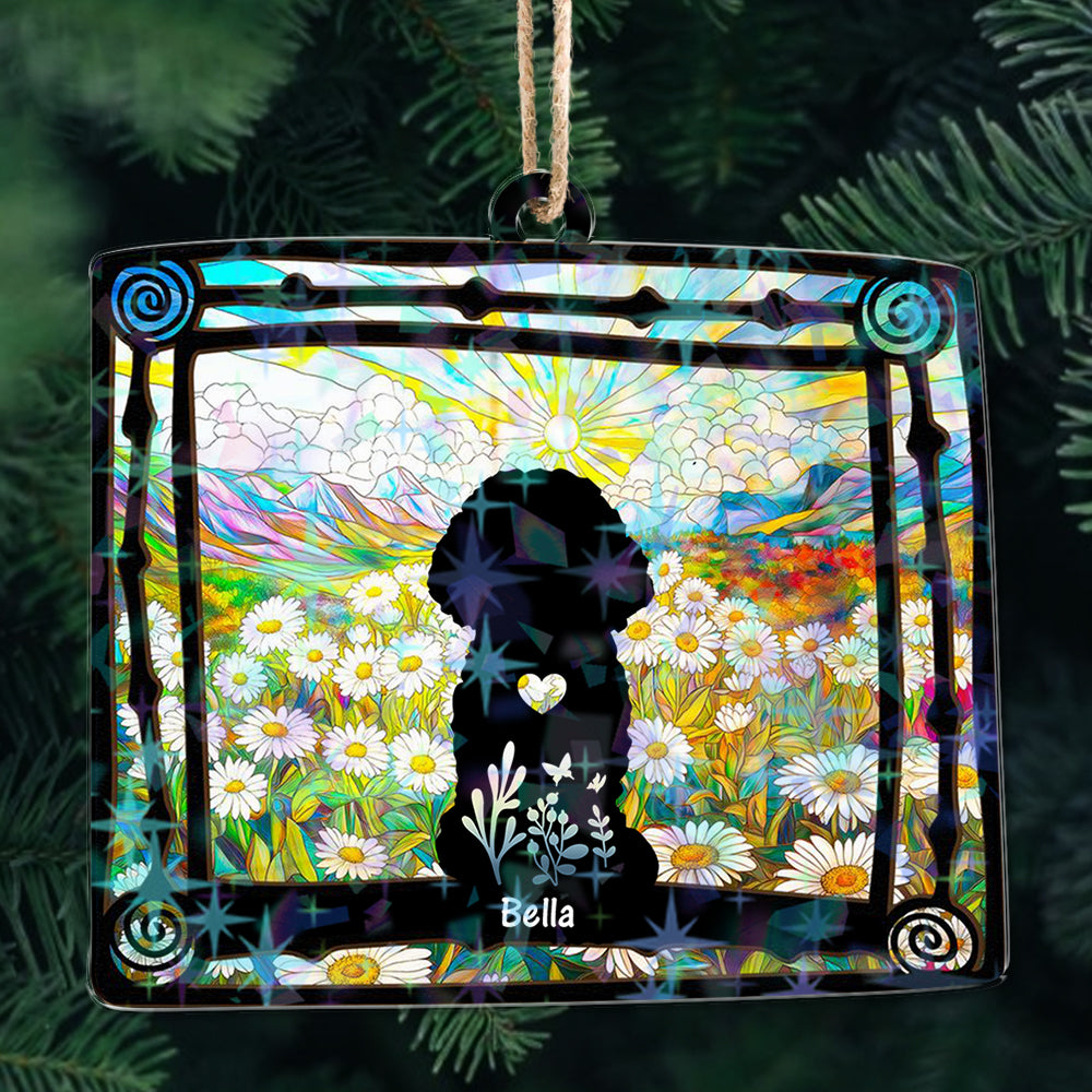 Personalized Floral Dog Ornament - Custom Shape Hologram Ornament
