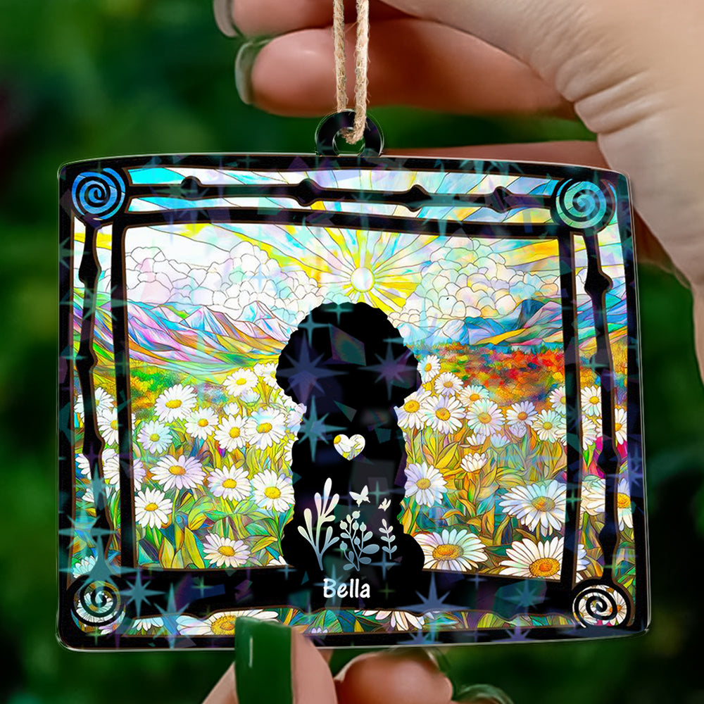 Personalized Floral Dog Ornament - Custom Shape Hologram Ornament